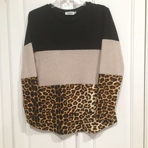 NWOT animal block print long sleeve top